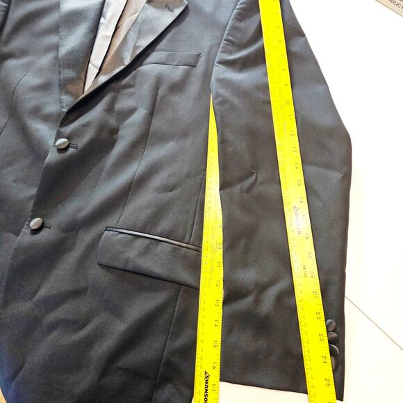 Lauren Ralph Lauren Black Wool Tuxedo Suit 40L Jacket 34x34 pant satin lapel - Picture 9 of 16